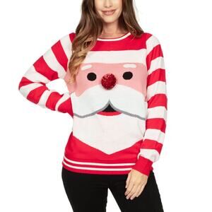 NEW Tipsy Elves Women’s Santa Claus Close Up Ugly/Cute Christmas Sweater Medium
